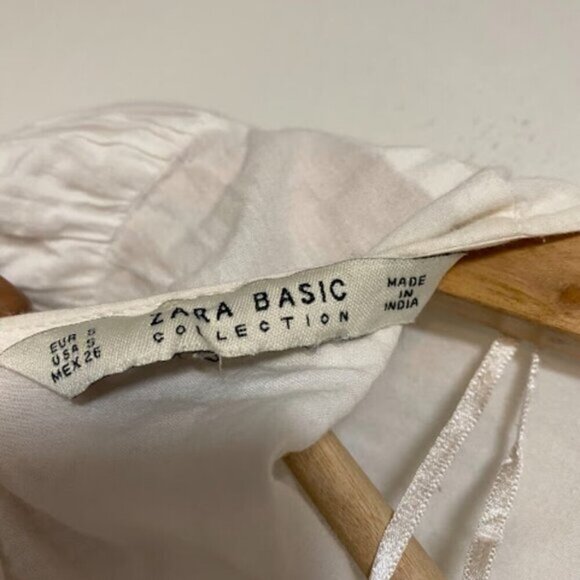 Zara Basic Collection White Boho Embroidered Women's Blouse Size S - Picture 7 of 8